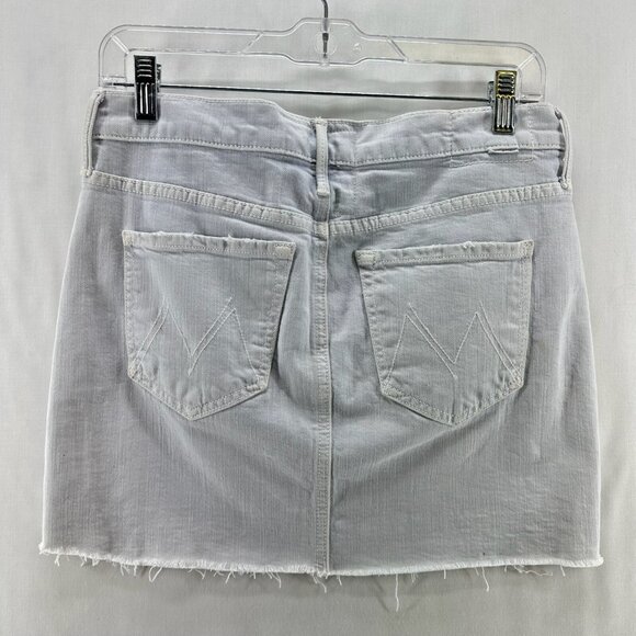 Mother Superior Skirt Size 26 Denim Button Fly Frayed Mini Light Washed Blue - Picture 2 of 9